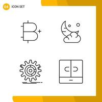 4 Icon Set Line Style Icon Pack Outline Symbols isolated on White Backgound for Responsive Website Designing vector