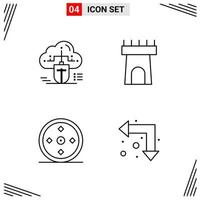 4 Icons Line Style Grid Based Creative Outline Symbols for Website Design Simple Line Icon Signs Isolated on White Background 4 Icon Set vector