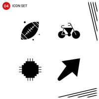 Collection of 4 Vector Icons in solid style Pixle Perfect Glyph Symbols for Web and Mobile Solid Icon Signs on White Background 4 Icons