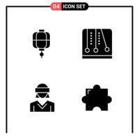 conjunto de 4 iconos de estilo sólido para web y símbolos de glifos móviles para imprimir signos de iconos sólidos aislados en fondo blanco vector