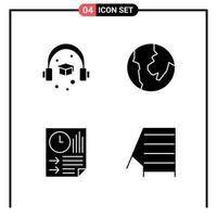 Set of 4 Solid Style Icons for web and mobile Glyph Symbols for print Solid Icon Signs Isolated on White Background 4 Icon Set vector