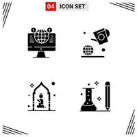 4 Icons Solid Style Grid Based Creative Glyph Symbols for Website Design Simple Solid Icon Signs Isolated on White Background 4 Icon Set vector