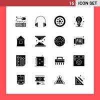 16 Icon Pack Solid Style Glyph Symbols on White Background Simple Signs for general designing vector