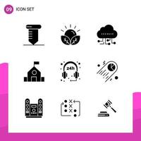 Glyph Icon set Pack of 9 Solid Icons isolated on White Background for responsive Website Design Print and Mobile Applications vector