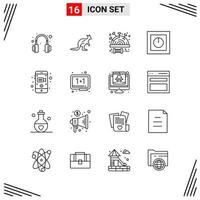 16 Icons Line Style Grid Based Creative Outline Symbols for Website Design Simple Line Icon Signs Isolated on White Background 16 Icon Set vector