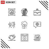 Pixle Perfect Set of 9 Line Icons Outline Icon Set for Webite Designing and Mobile Applications Interface vector