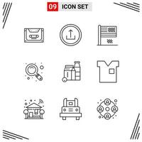 9 Icons Line Style Grid Based Creative Outline Symbols for Website Design Simple Line Icon Signs Isolated on White Background 9 Icon Set vector