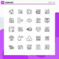 25 User Interface Line Pack of modern Signs and Symbols of cash stop egg bus seo Editable Vector Design Elements