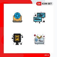 4 Creative Icons Modern Signs and Symbols of internet message connection communication car Editable Vector Design Elements