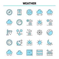 25 conjunto de iconos negros y azules meteorológicos diseño de iconos creativos y plantilla de logotipo vector