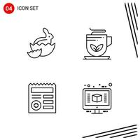 colección de 4 iconos vectoriales en estilo de línea píxel símbolos de contorno perfecto para web y signos de icono de línea móvil sobre fondo blanco 4 iconos vector