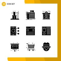 9 Icon Set Solid Style Icon Pack Glyph Symbols isolated on White Backgound for Responsive Website Designing vector