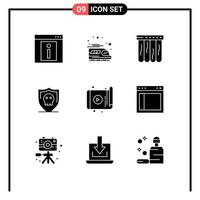 9 Universal Solid Glyph Signs Symbols of technology app mattress plain security Editable Vector Design Elements