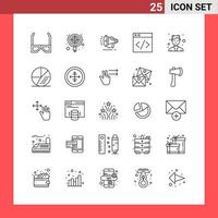 25 Icon Pack Line Style Outline Symbols on White Background Simple Signs for general designing vector