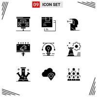 9 Icons Solid Style Grid Based Creative Glyph Symbols for Website Design Simple Solid Icon Signs Isolated on White Background 9 Icon Set vector