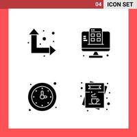 4 Icon Pack Solid Style Glyph Symbols on White Background Simple Signs for general designing vector