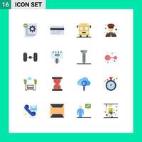 Pack of 16 Modern Flat Colors Signs and Symbols for Web Print Media such as car wheel alignment bus transportation avatar Editable Pack of Creative Vector Design Elements