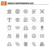 25 Greece Independence Day icon set vector background