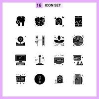 16 Icons in Solid Style Glyph Symbols on White Background Creative Vector Signs for Web mobile and Print