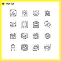 User Interface Pack of 16 Basic Outlines of rich millionaire wedding man kitchen Editable Vector Design Elements