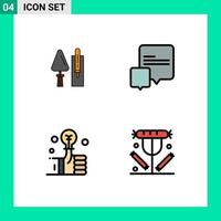 User Interface Pack of 4 Basic Filledline Flat Colors of trowel hand masonry conversation smart Editable Vector Design Elements