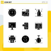 Collection of 9 Universal Solid Icons Icon Set for Web and Mobile vector