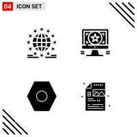 Pixle Perfect Set of 4 Solid Icons Glyph Icon Set for Webite Designing and Mobile Applications Interface vector