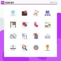 16 Flat Color concept for Websites Mobile and Apps network folder personal spring file Editable Pack of Creative Vector Design Elements