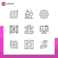 Outline Icon set Pack of 9 Line Icons isolated on White Background for responsive Website Design Print and Mobile Applications vector