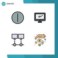 Set of 4 Commercial Filledline Flat Colors pack for on connection computer imac network Editable Vector Design Elements