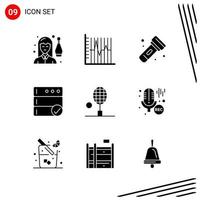 Collection of 9 Vector Icons in solid style Pixle Perfect Glyph Symbols for Web and Mobile Solid Icon Signs on White Background 9 Icons