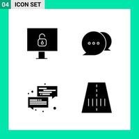 Pack of 4 Solid Style Icon Set Glyph Symbols for print Creative Signs Isolated on White Background 4 Icon Set vector
