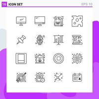 16 Creative Icons Modern Signs and Symbols of device pin nature marker food Editable Vector Design Elements