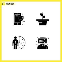 4 Creative Icons Modern Signs and Symbols of phone deadline shield nature optimization Editable Vector Design Elements