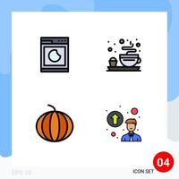 paquete de iconos de vector de stock de 4 signos y símbolos de línea para cocinar elementos de diseño de vector editables de concepto de promoción de té limpio de gradación personal