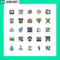 Filled line Flat Color Pack of 25 Universal Symbols of park map apple share persentage Editable Vector Design Elements