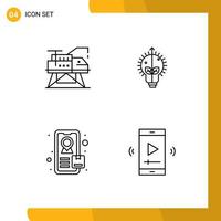 Set of 4 Commercial Filledline Flat Colors pack for construction film platform bulb multimedia Editable Vector Design Elements