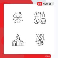 4 Thematic Vector Filledline Flat Colors and Editable Symbols of fireworks church beauty treatment award Editable Vector Design Elements