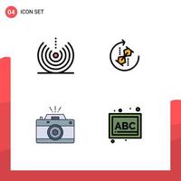 Pack of 4 Modern Filledline Flat Colors Signs and Symbols for Web Print Media such as air joint signal repeat photography Editable Vector Design Elements