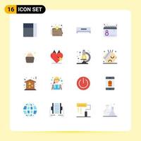 conjunto de 16 iconos modernos de la interfaz de usuario signos de símbolos para el plan de fecha eléctrica del bebé familiar paquete editable de elementos de diseño de vectores creativos