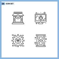 Set of 4 Modern UI Icons Symbols Signs for door energy chinese screen preference Editable Vector Design Elements