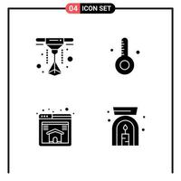 Set of 4 Solid Style Icons for web and mobile Glyph Symbols for print Solid Icon Signs Isolated on White Background 4 Icon Set vector