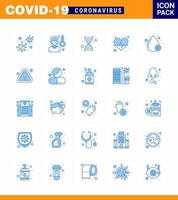 Covid19 icon set for infographic 25 Blue pack such as blood pulse sick heart genome viral coronavirus 2019nov disease Vector Design Elements