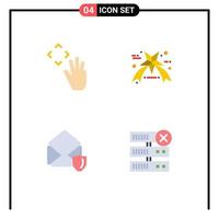 Pack of 4 Modern Flat Icons Signs and Symbols for Web Print Media such as hand open croup star database Editable Vector Design Elements