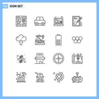 16 Thematic Vector Outlines and Editable Symbols of up cloud draw drawing document Editable Vector Design Elements