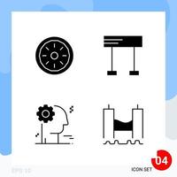 Modern Pack of 4 Icons Solid Glyph Symbols isolated on White Backgound for Website designing vector