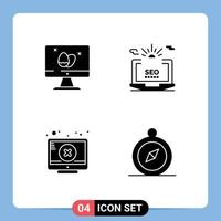 Thematic Vector Solid Glyphs and Editable Symbols of monitor screen easter setting error Editable Vector Design Elements