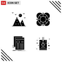 Pixle Perfect Set of 4 Solid Icons Glyph Icon Set for Webite Designing and Mobile Applications Interface vector