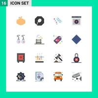 Pack of 16 Modern Flat Colors Signs and Symbols for Web Print Media such as clothing earrings tablet website ux Editable Pack of Creative Vector Design Elements