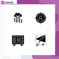 Pictogram Set of 4 Simple Solid Glyphs of cloud money data aim email Editable Vector Design Elements